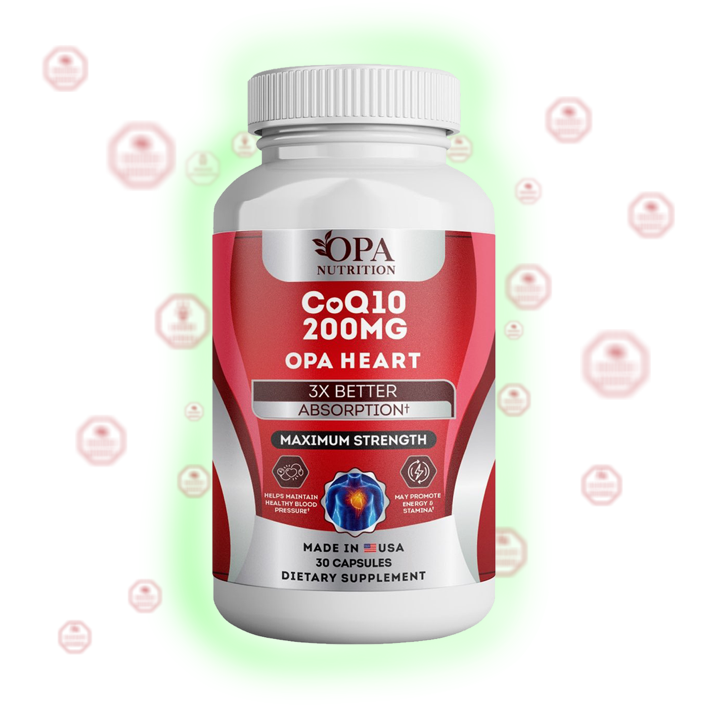 Coenzyme CoQ10 200mg Premium Quality Capsules 30 Ct.